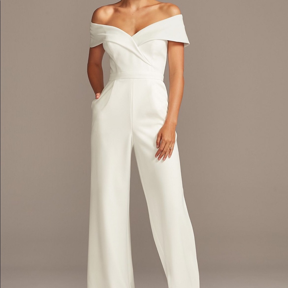 DB Cuffed Off-Shoulder Crepe Jumpsuit